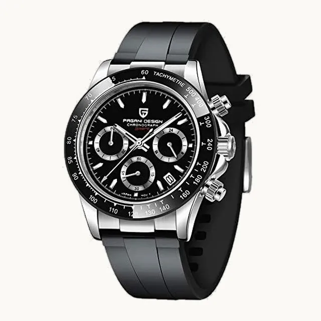Haiqin Pagani Design - Reloj mecánico automático de lujo para hombre, esfera esquelética, acero inoxidable, bisel de arc
