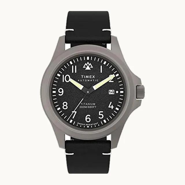 Expedition North Titanium Reloj automático de 41 mm para hombre, correa negra, esfera de titanio, esfera negra, Ne
