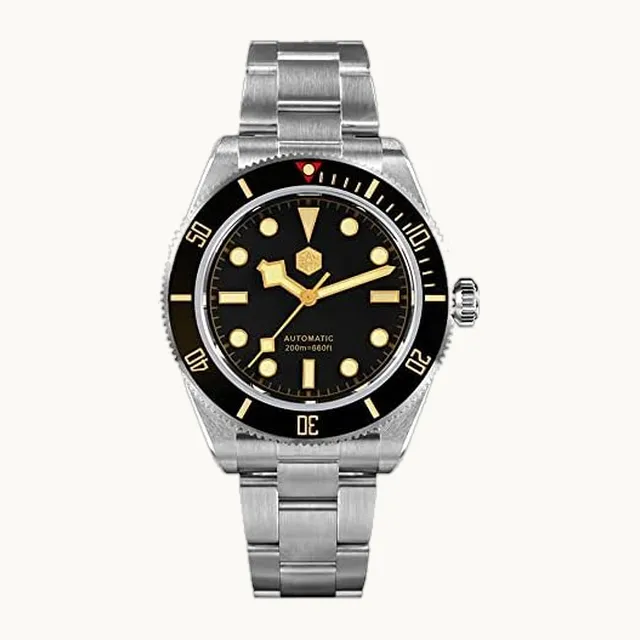 Generic San Martin NH35 SN008 - Reloj de pulsera mecánico automático de acero inoxidable para hombre