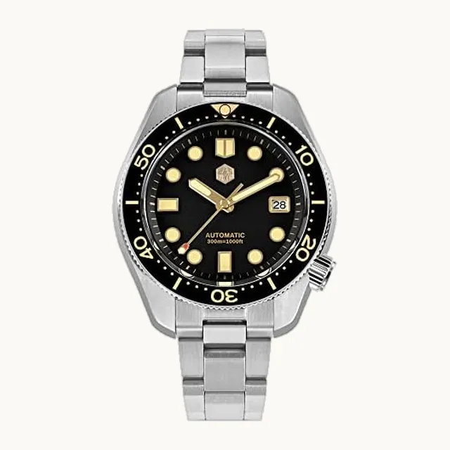 Generic San Martin SN087G clásico MM300 Reloj de buceo para hombre, vidrio de zafiro, 300 m, impermeable, NH35, reloj de