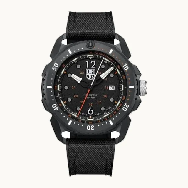 ICE SAR Arctic Outdoor Adventure Reloj negro con esfera de acentos anaranjados, correa de goma, 46 mm, Moderno