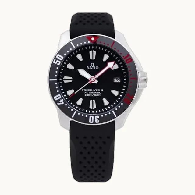 FreeDiver X Reloj de buceo con vidrio de zafiro, reloj automático de buceo con índices 3D, resistente al agua, 200