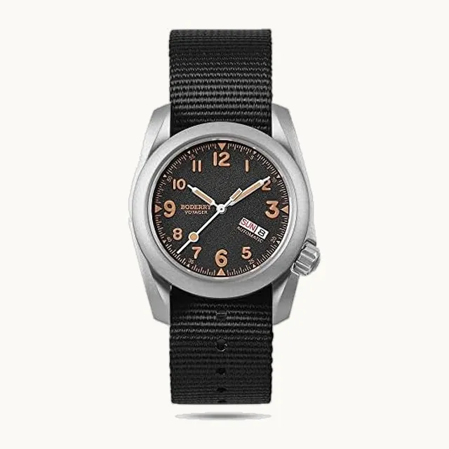 Reloj de campo automático de titanio para hombre, reloj militar de 40 mm, función de fecha, 100 m, resistente