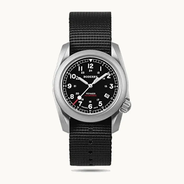Reloj de campo automático de titanio para hombre, reloj militar de 40 mm, función de fecha, 100 m, resistente
