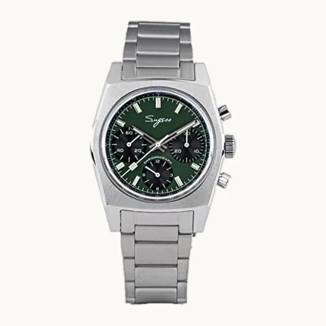 NIADI Sugess ST1902 Reloj de pulsera mecánico impermeable con cronógrafo de viento de mano de 37 mm, V 7