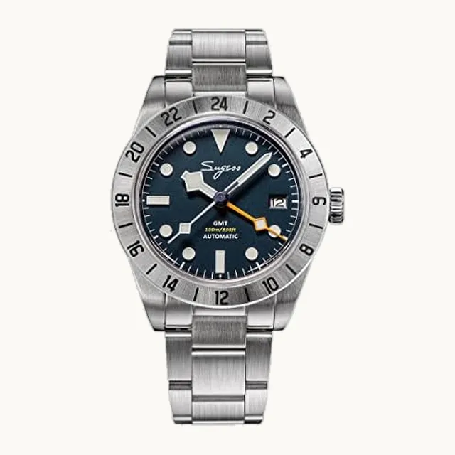 NIADI Sugess NH34 Reloj mecánico automático GMT para hombre, con cúpula de vidrio de zafiro, 10 ATM, resistente al agua