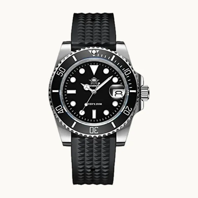 ADDIESDIVE H3 Reloj de Buceo de Cuarzo para Hombre Buceador 200M, Luminosa, Acero Inoxidable, Resistente al Agua, Negro