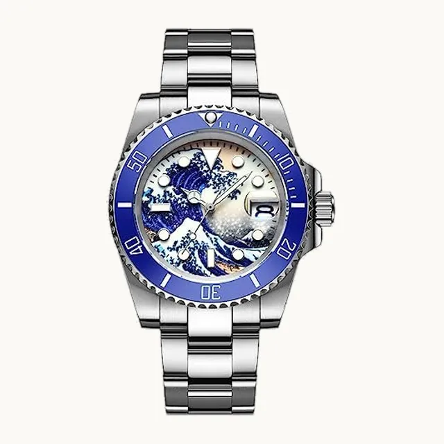 ADDIESDIVE Reloj automático hombre 41 mm, calibre NH35A, correa de acero inoxidable, esfera clásica blanco Reloj para ho