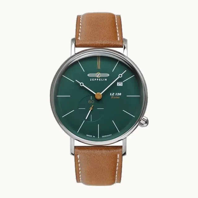 lz120 rome reloj para Hombre Analógico de Cuarzo con brazalete de Piel de vaca 7138-3
