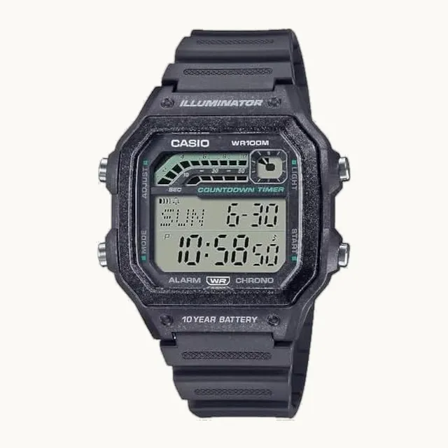 WS1600H Series | Reloj para hombre | Diseño deportivo | Cronómetro | Temporizador de cuenta regresiva | Luz LED co