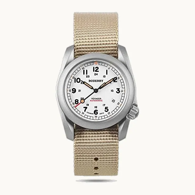 Reloj de campo automático de titanio para hombre, reloj militar de 40 mm, función de fecha, 100 m, resistente
