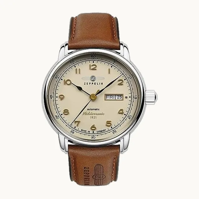 Reloj automático serie 100 años Méditerranée Day Date con correa de cuero 9664-5