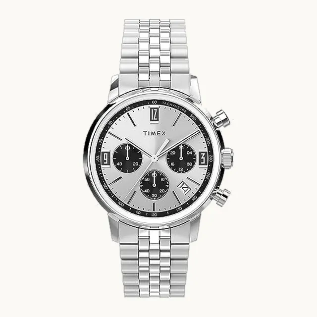 Marlin - Reloj para hombre de 40 mm, esfera negra, caja de acero inoxidable