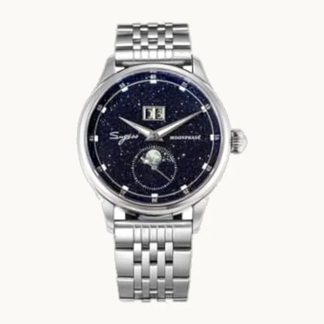 London Craftwork London Craftwork Sugess Moonphase - Reloj de lujo para hombre, caja de acero inoxidable, con gaviota, S