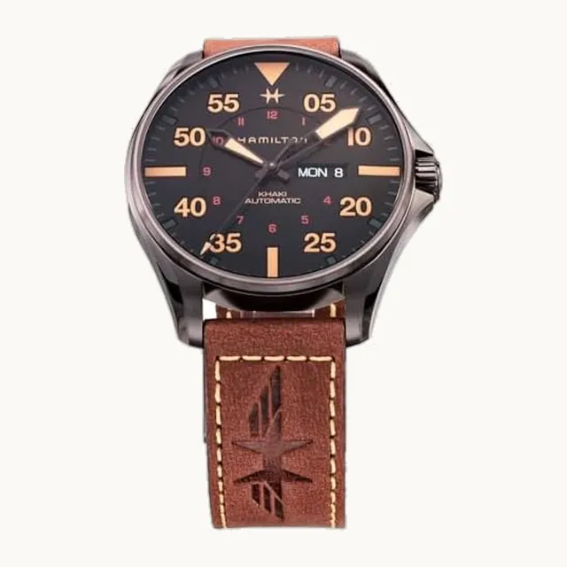 Reloj de pulsera automático con cristal de zafiro de acero inoxidable, color caqui, estilo aviación, reloj su