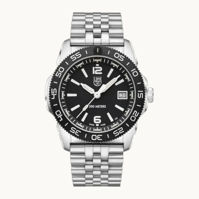 Reloj de Buceo Pacific Diver Ripple, 39 mm, Negro, Blanco, 20 ATM, Acero Inoxidable, Plata, Goma, Unisex-Adult