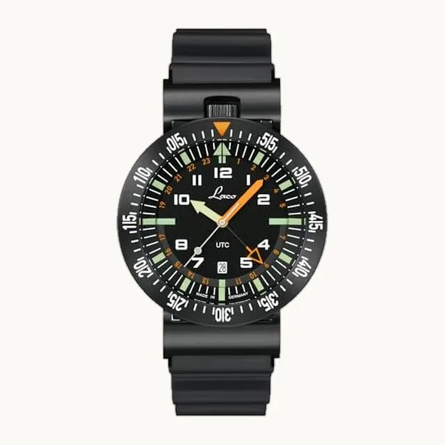 Atacama Reloj de cuarzo UTC con índice luminoso, reloj de cuarzo, caja de acero inoxidable, cristal de zafiro, resi