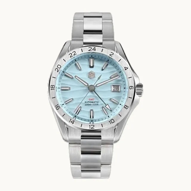 HILLEO San Martin - Reloj de pulsera mecánico automático para hombre, 39 mm, textura del desierto, NH34 GMT, V 2, Bohemi
