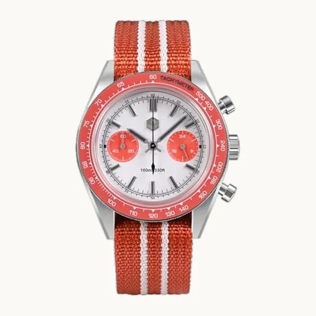 ACHARD San Martin - Reloj cronógrafo para hombre, reloj deportivo piloto de 39,5 mm, reloj de pulsera de cuarzo panda lu