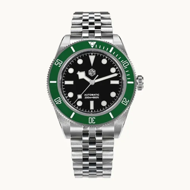 ACHARD San Martin - Reloj de buceo para hombre, 40 mm, de lujo, automático, mecánico, zafiro, 20 ATM, BGW-9, bisel lumin