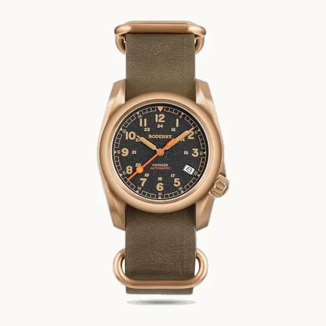 Reloj de campo automático de bronce para hombre, reloj militar de 40 mm, función de fecha, 100 m, impermeable