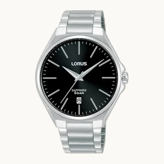 RS945DX9 - Reloj analógico de cuarzo para hombre con correa de acero inoxidable, plata, Clásico