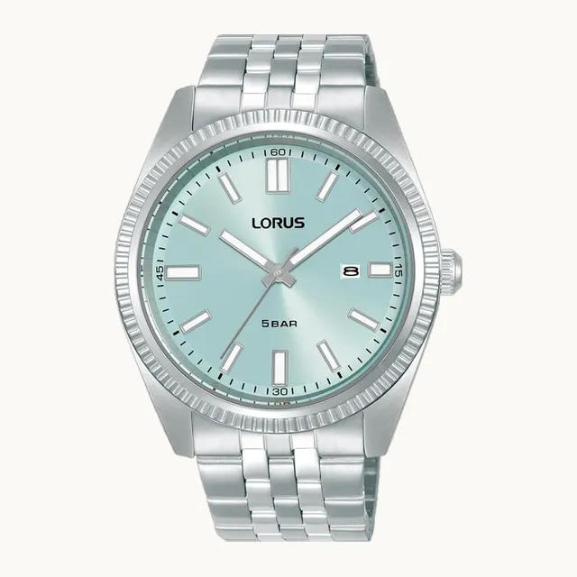 Reloj analógico de cuarzo para hombre con pulsera de acero inoxidable,Plata/Verde