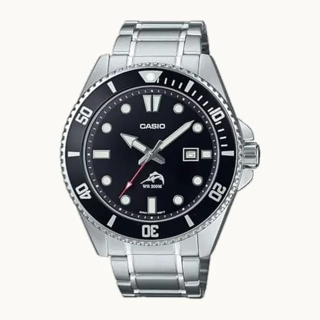 MDV106 Series | Reloj analógico unisex | 200M WR | Caja de acero inoxidable | Banda de resina | 2 manos analógicas