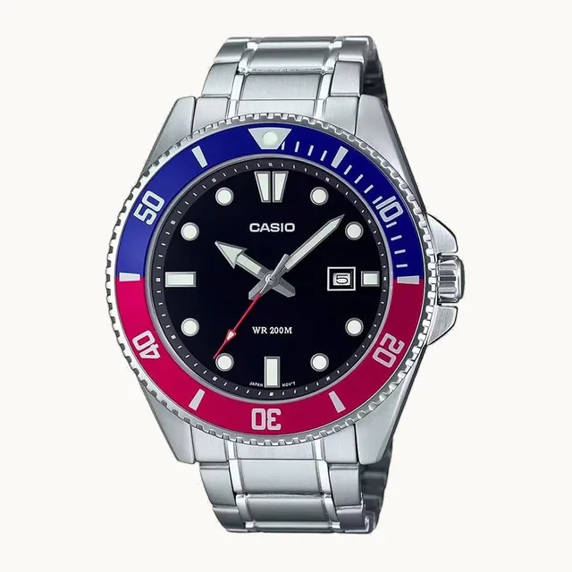 MDV106 Series | Reloj analógico unisex | 200M WR | Caja de acero inoxidable | Banda de resina | 2 manos analógicas