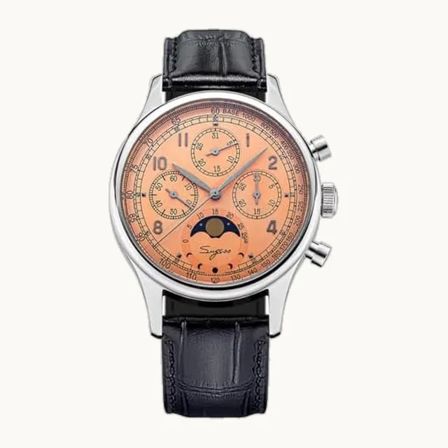 NIADI Sugess Seagull ST1908 Moonphase Reloj cronógrafo para hombre, de acero inoxidable, para negocios, de mano y viento