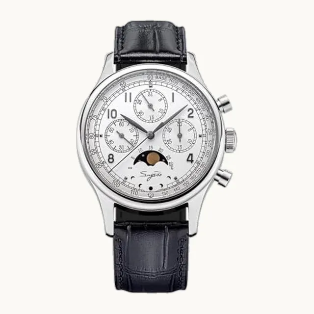 NIADI Sugess Seagull ST1908 Moonphase Reloj cronógrafo para hombre, de acero inoxidable, para negocios, de mano y viento