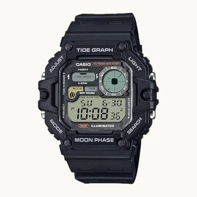 Illuminator Tide Graph Moon Phase 10-Year Battery Digital Watch