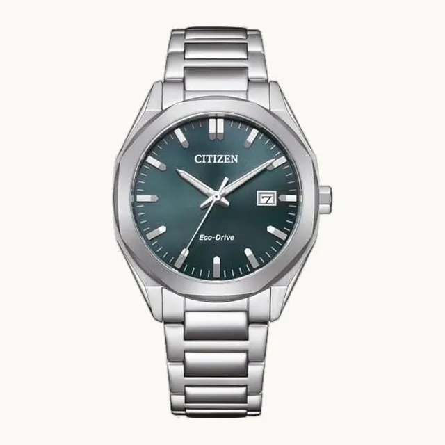 BM7620-83X Reloj analógico de cuarzo para hombre con correa de acero inoxidable, color verde, pulsera, Verde, Pu