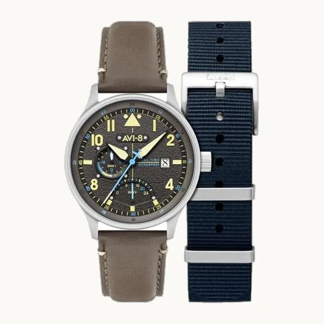 Hawker Hurricane Mckellar AV-4101 - Reloj para hombre con correa de piel, 44 mm