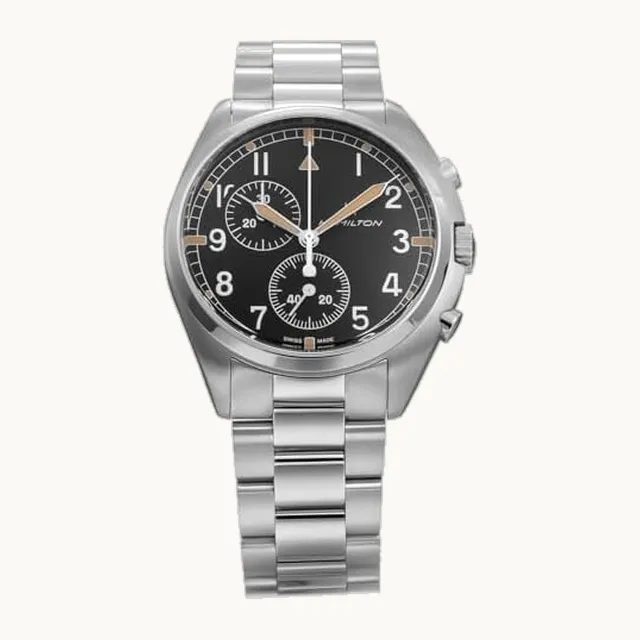 H76522131 Reloj de pulsera para hombre, Pioneer Chrono, Khaki Pilot Pioneer Chrono, cuarzo, resistente al agua