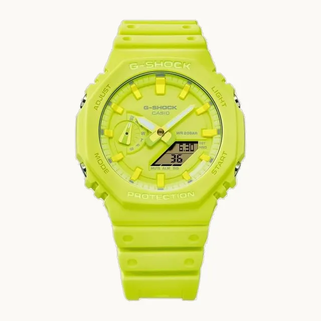 G-Shock Casio GA2100-9A9 Reloj analógico digital amarillo, distribuidor autorizado, Amarillo, verde, Moderno