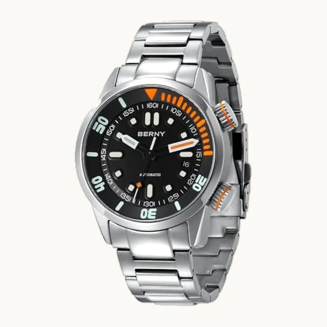 Reloj automático para hombre, 200 m, reloj de buceo, dureza HV600, vidrio de zafiro, resistente correa de acero