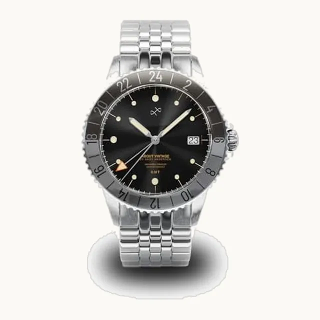 1982 GMT World Traveler Watch for Men - Steel Mens Watch - 316L Stainless Steel Analog Quart