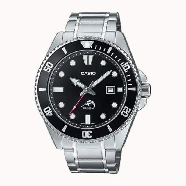 MDV106 Series | Reloj analógico unisex | 200M WR | Caja de acero inoxidable | Banda de resina | 2 manos analógicas