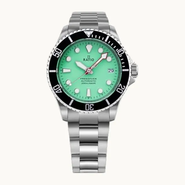 FreeDiver Sapphire Stainless Steel Green Dial Automatic RTF049 200M Men's Watch