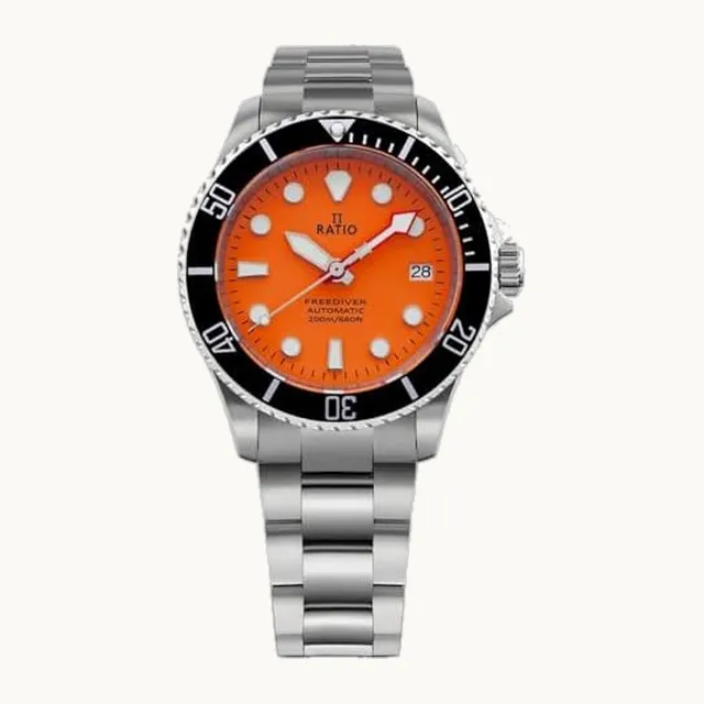 FreeDiver Sapphire Stainless Steel Orange Dial Automatic RTF045 200M Men's Watch