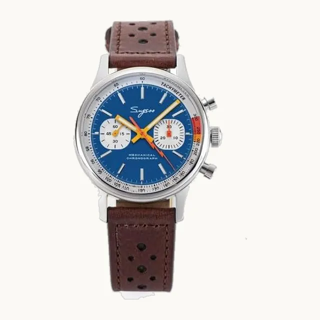 London Craftwork London Craftwork Sugess 1963 Reloj para hombre, cronógrafo mecánico Seagull ST19, color azul, plata