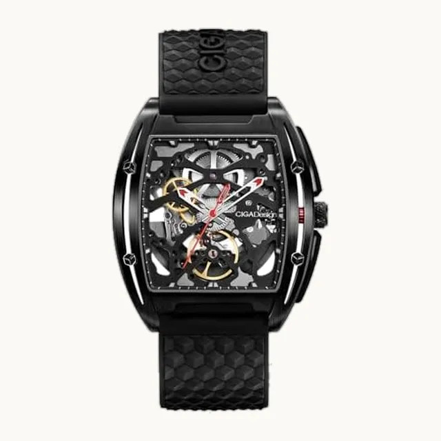CIGA Design(シガ・デザイン) Siga Design Z031-BLBL-W15BK Reloj automático para hombre, negro, negro, Negro