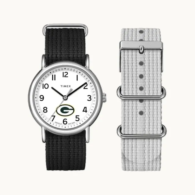 Juego de caja de fin de semana unisex de 38 mm, color verde Bay Packers, Negro