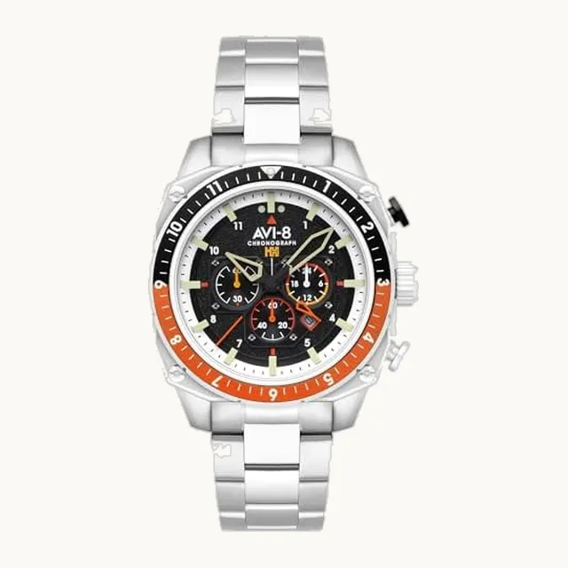 Hawker Hunter Atlas Dual Time Cronógrafo Raven Negro, Pulsera