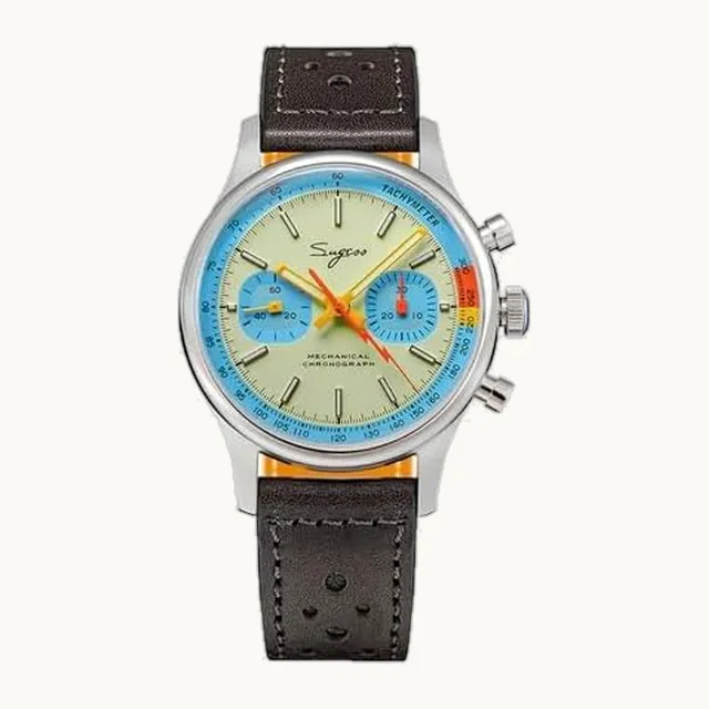 London Craftwork London Craftwork Sugess 1963 - Reloj cronógrafo para hombre, mecánico con gaviota, ST19, aguacate lima