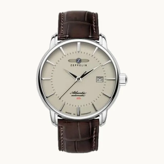 Atlantic 8460 - Reloj automático para hombre (5 ATM, con aspecto de cocodrilo, correa de piel)