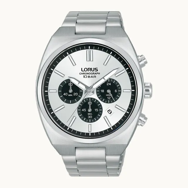 Reloj analógico de cuarzo para hombre con correa de metal, plata/azul