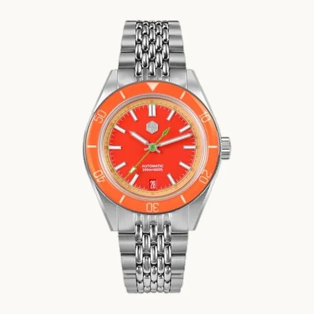 1963 Watch San Martin SN0116B - Reloj mecánico automático para hombre, 39,5 mm, zafiro, bisel arcoíris, verano, NH35, re