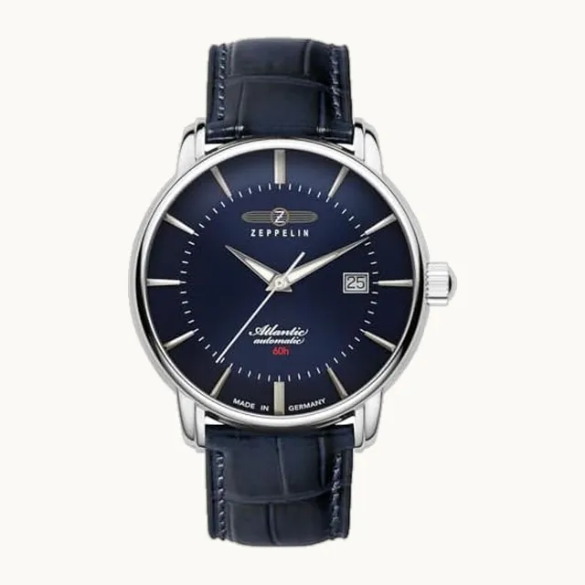 Herrenuhr Serie Atlantic Automatik 5 ATM mit Kroko Look Lederband 8460